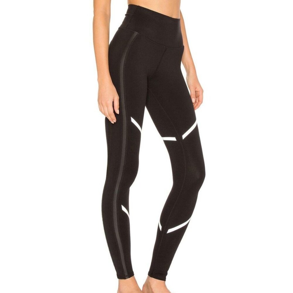 Alo High-Waist Continuity Leggings: Black/Glossy/Silver, Size XS